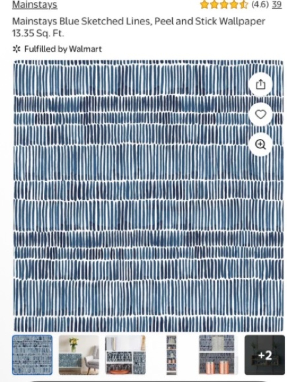 NWT Sketched Lines peel & stick wallpaper by mainstays